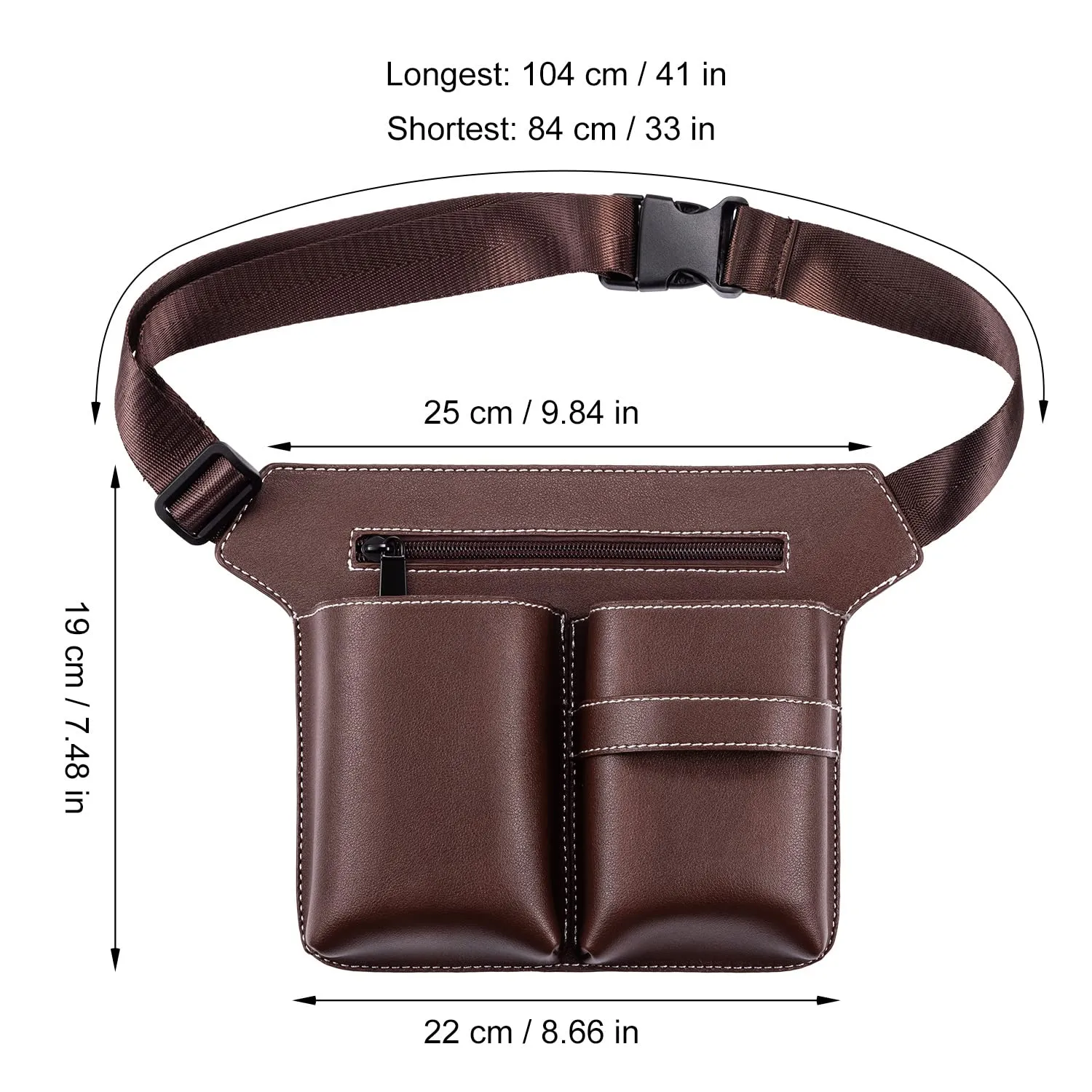 Noverlife Scherentasche PU-Leder Braun mit Gürtel 6 Taschen