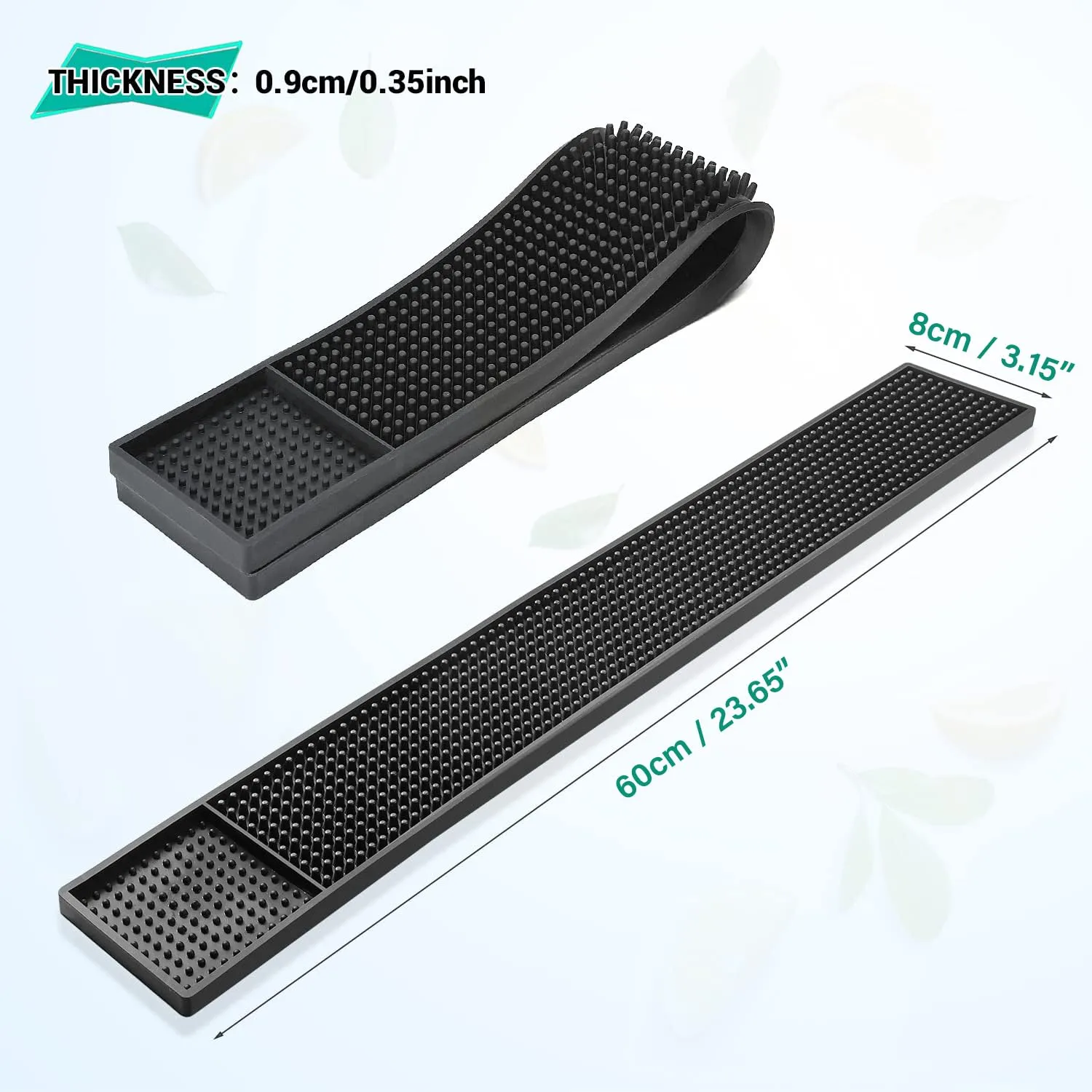 Noverlife Barmatte Gummi 60x8 cm 2er Pack schwarz