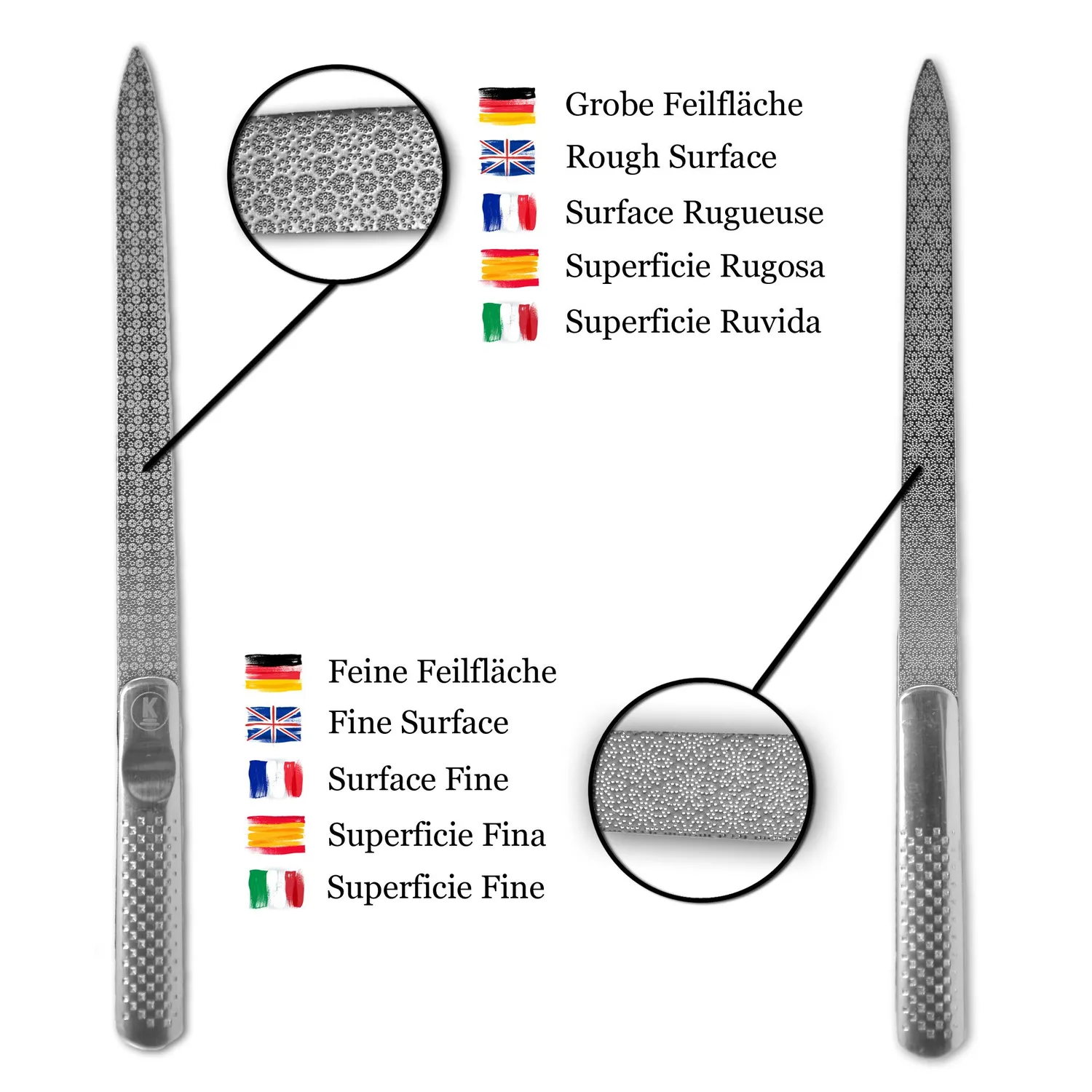 K-Pro Edelstahl Nagelfeile 15,4 cm Maniküre Pediküre