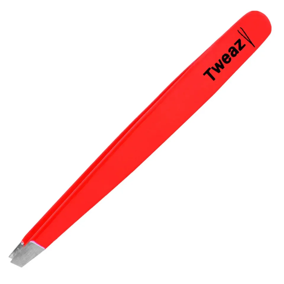 K-Pro Tweazy Pinzette schräg Neon Rot 9,5 cm Edelstahl