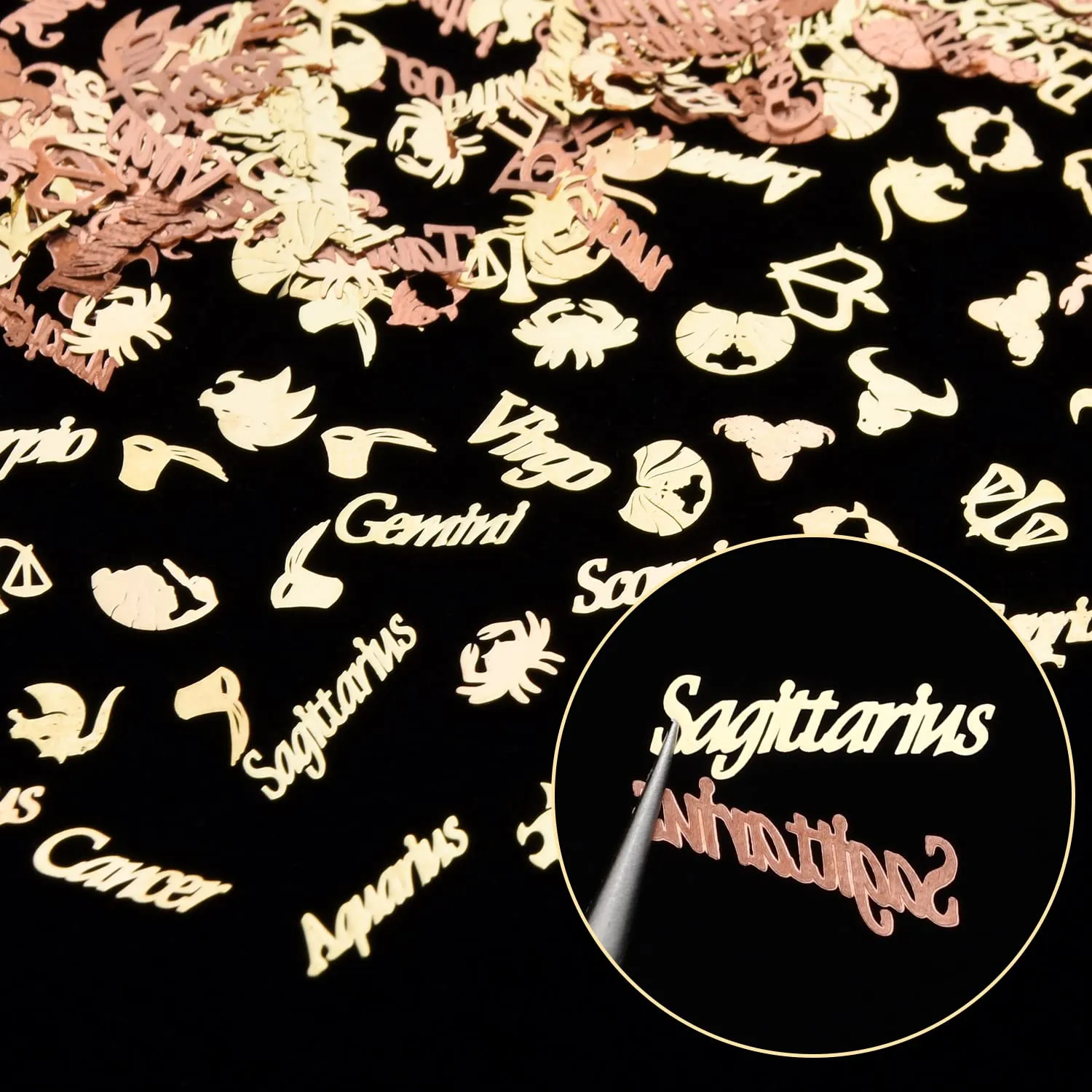 Noverlife Zodiac Nagelcharms 1200 Stück Gold Sternzeichen
