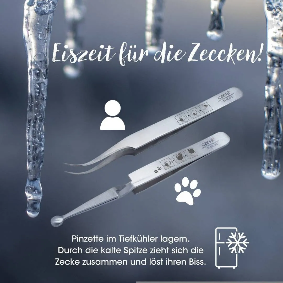 Canal Zeckenpinzette für Tiere rostfrei 12 cm
