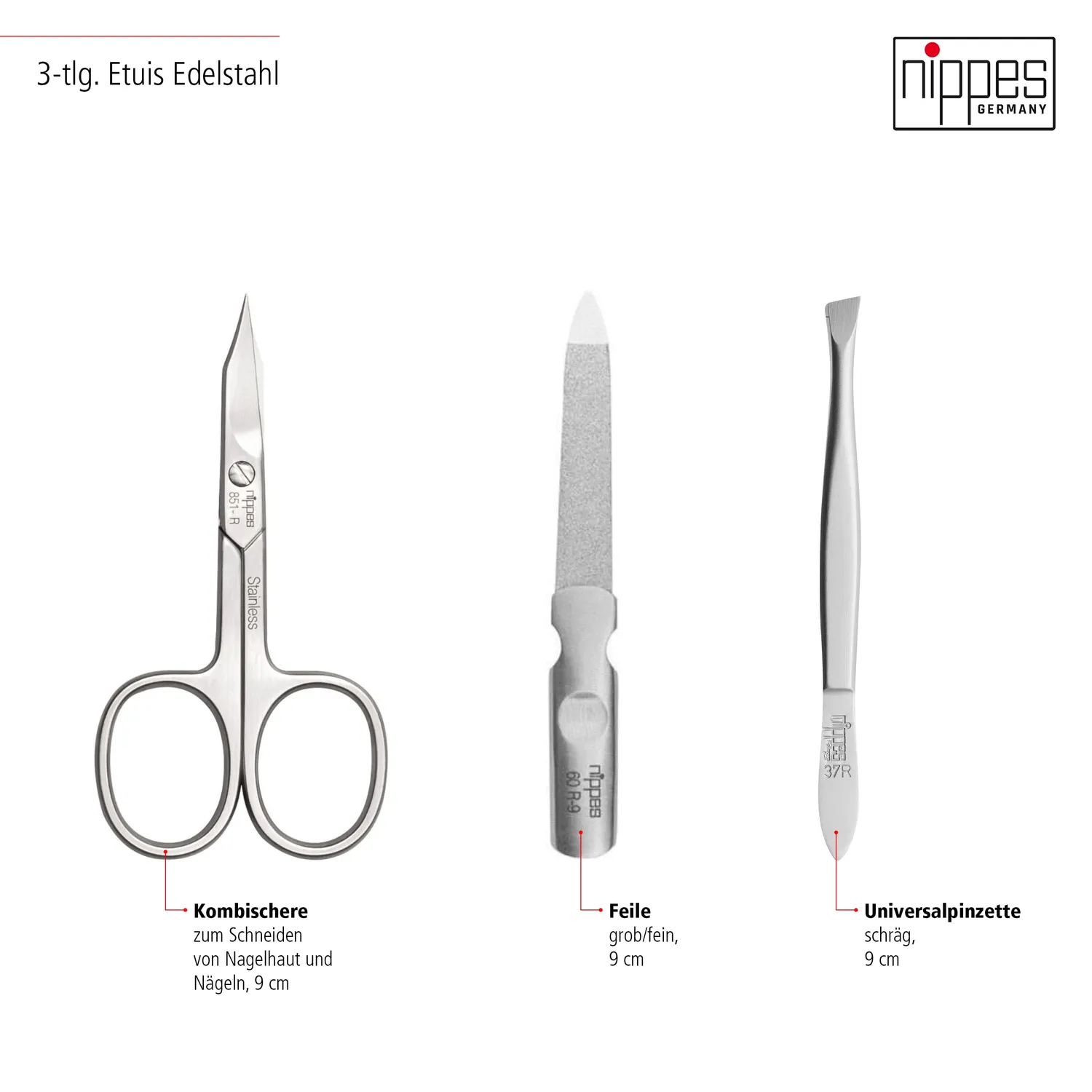 Nippes Solingen Leone Maniküre Set 3-tlg. Leder schwarz