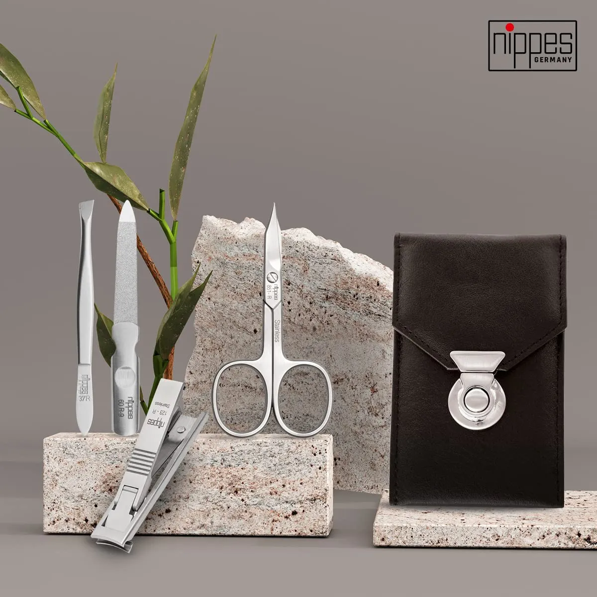Nippes Solingen Locks Maniküre-Set 4-teilig Leder schwarz