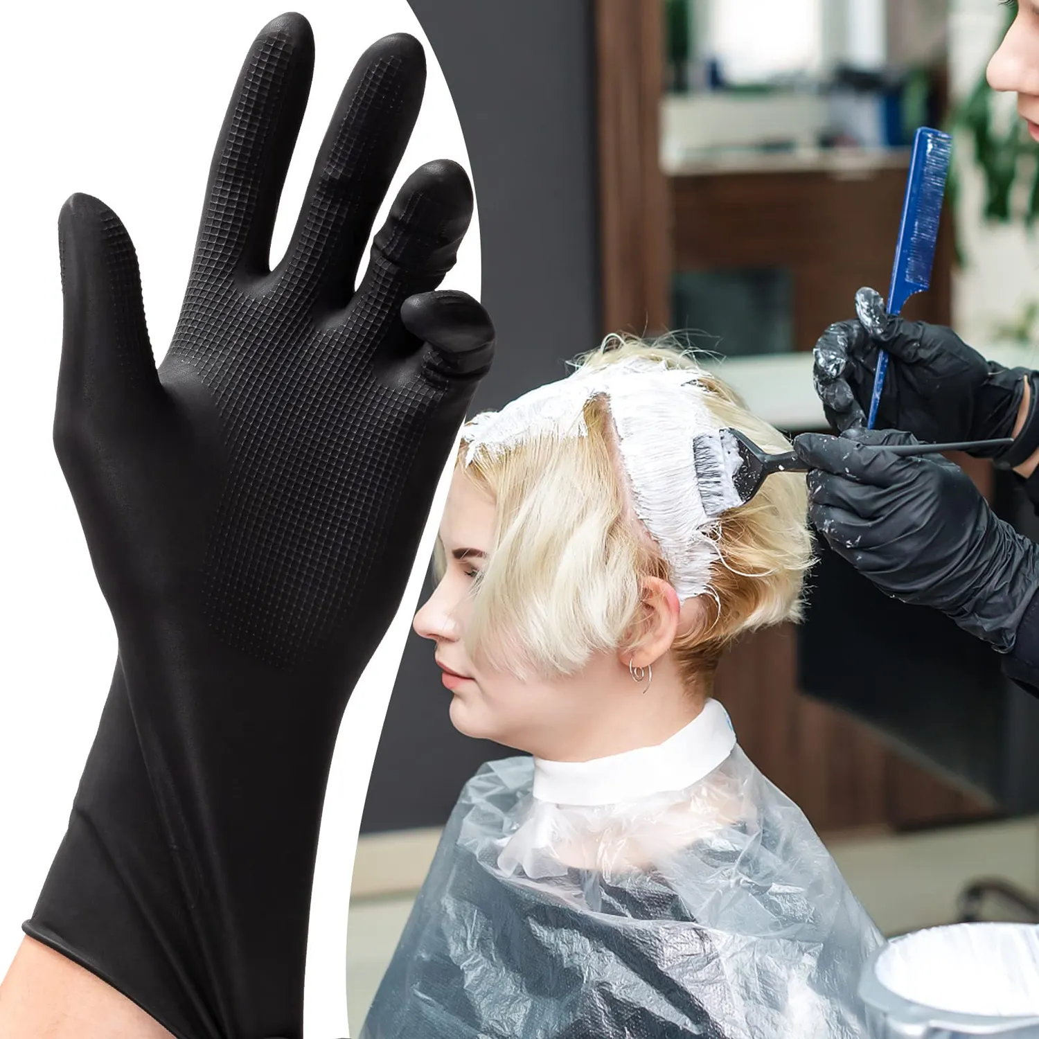 Noverlife Färbehandschuhe Latex Schwarz Gr L 5 Paar