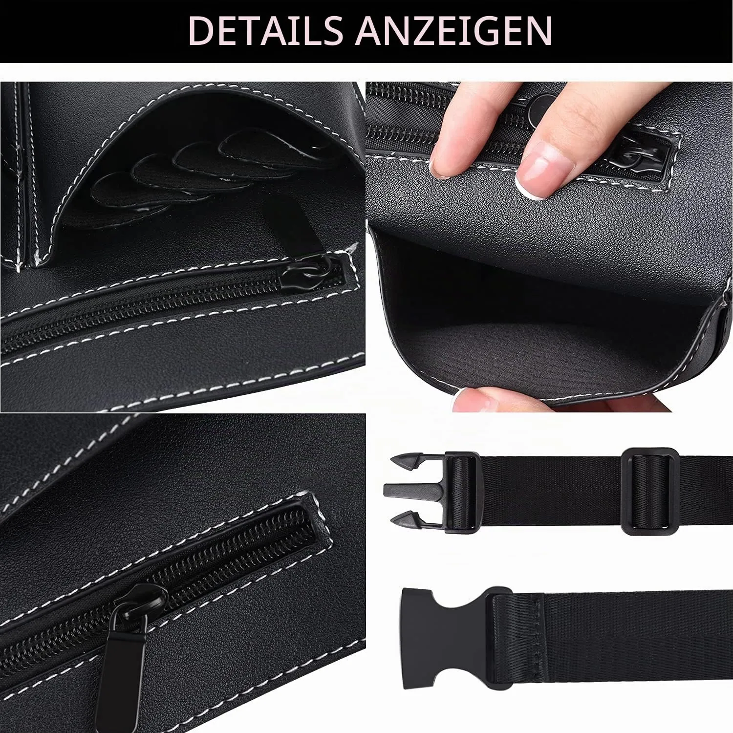 Noverlife Scherentasche Schwarz PU-Leder mit Gürtel