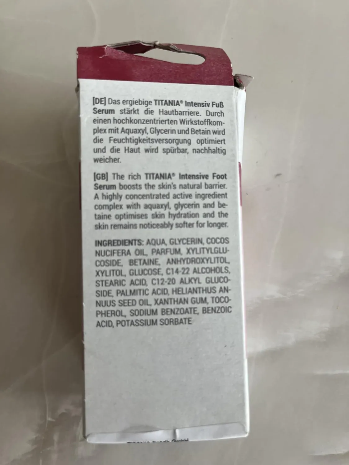 Titania Intensiv Fußserum 30 ml Kokosöl vegan