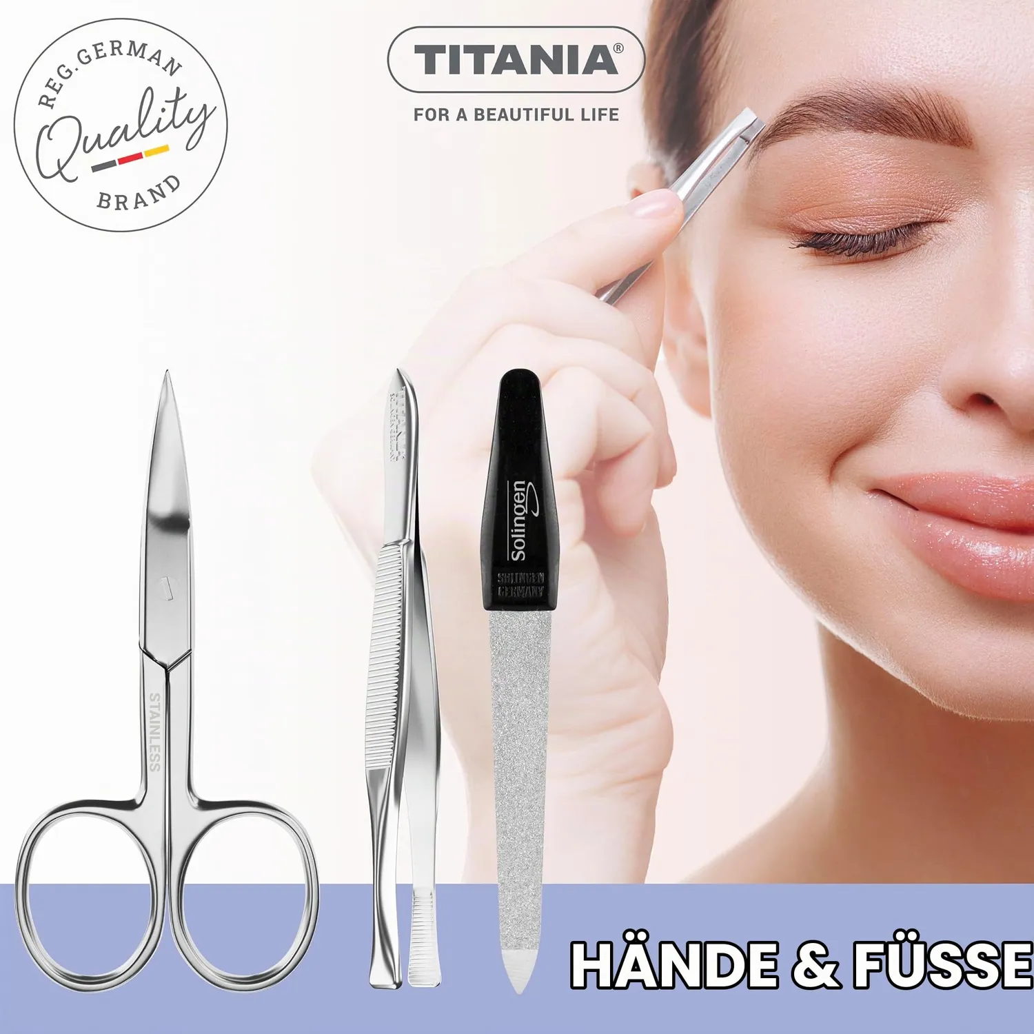 Titania Maniküre-Etui Set 3-teilig Echtleder schwarz