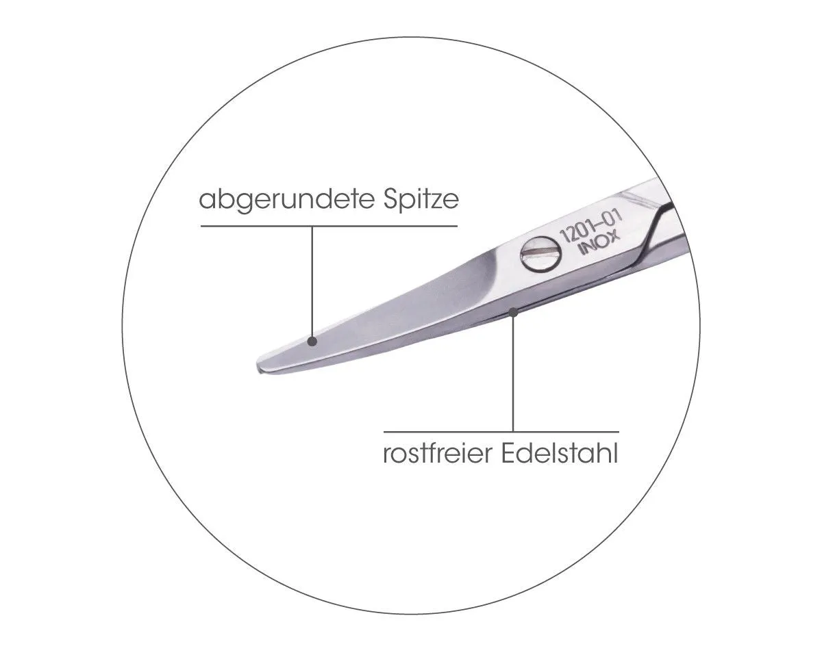 Canal Instrumente Babyschere gebogen 9 cm rostfrei