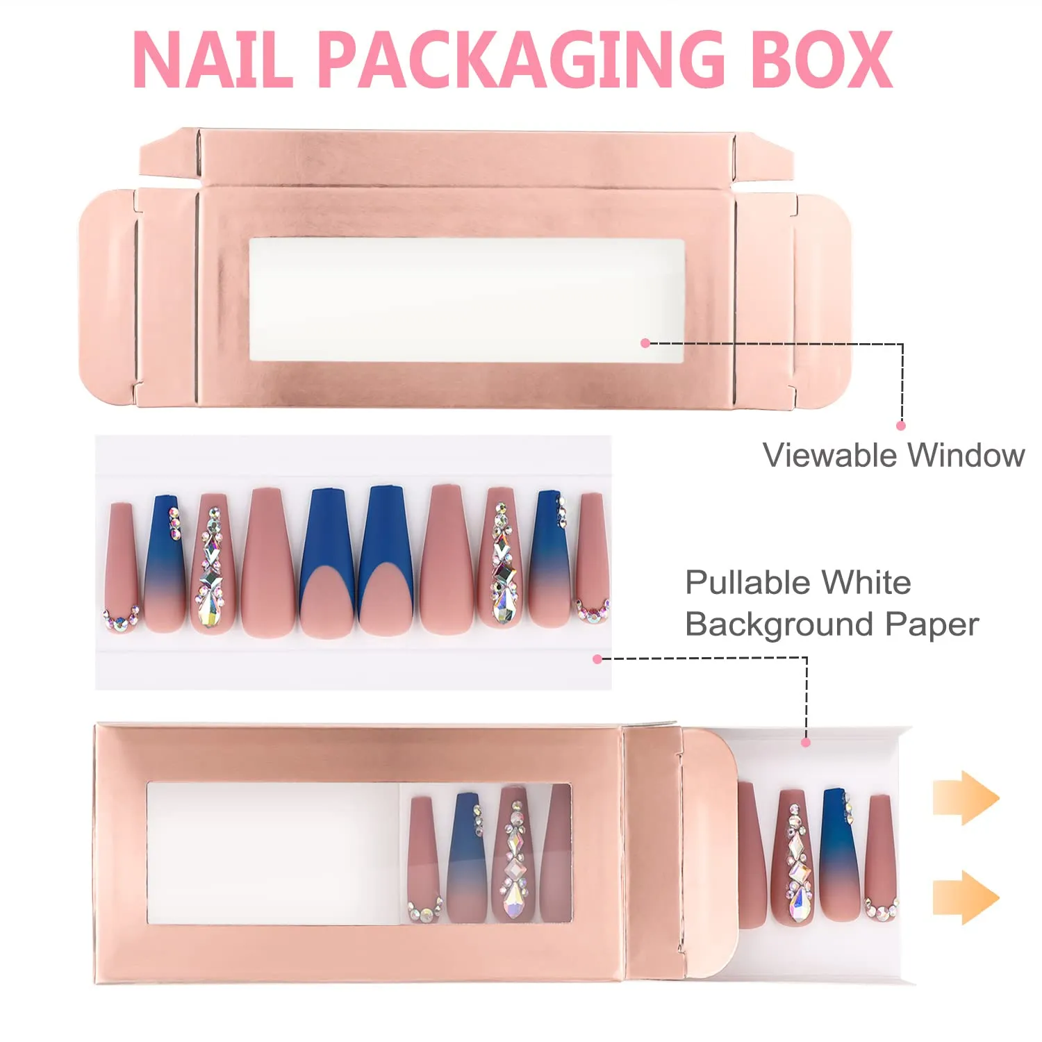 Noverlife Nagelbox Roségold Fenster 30er Set Karten