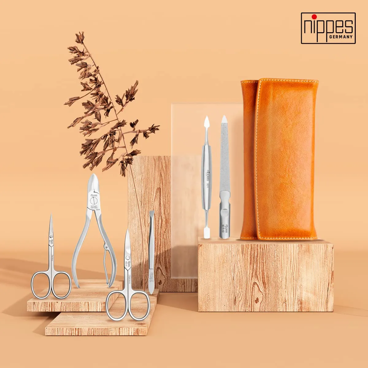 Nippes Solingen Premium Line Maniküre Set Cognac 7-teilig rostfrei