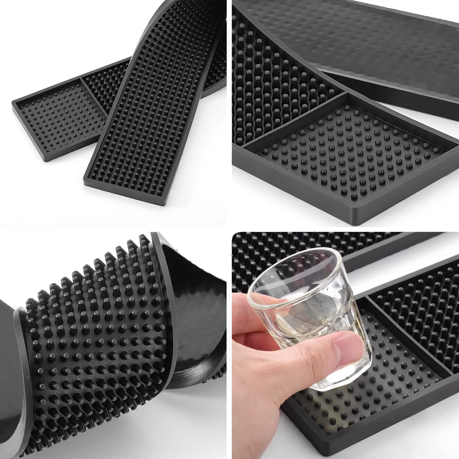 Noverlife Barmatte Gummi 60x8 cm 2er Pack schwarz