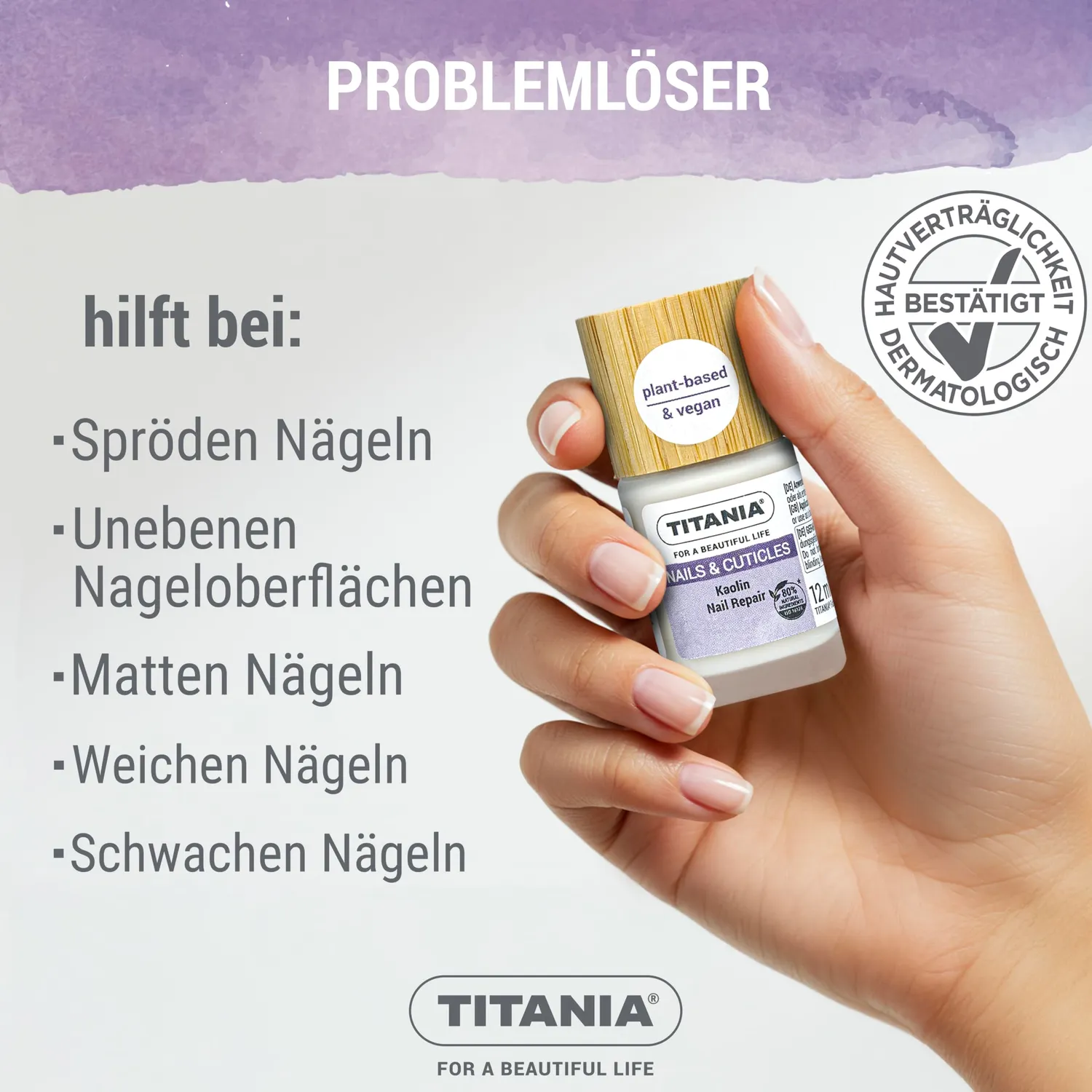 Titania Kaolin Nail Repair Nagellack 12 ml für brüchige Nägel
