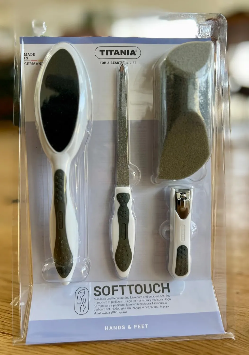 Titania Softtouch Maniküre Pediküre Set 4-teilig grau