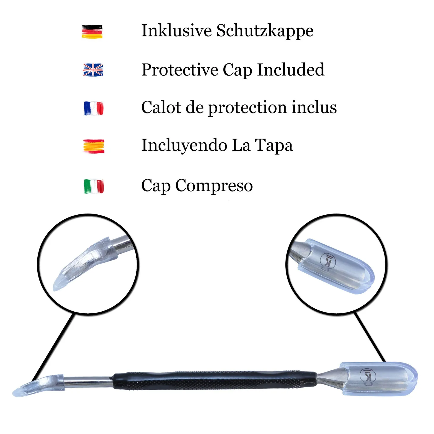 K-Pro Nagelhautschieber Edelstahl Schwarz 2-in-1