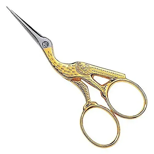 Nippes Solingen Stickschere Storch 12 cm vergoldet