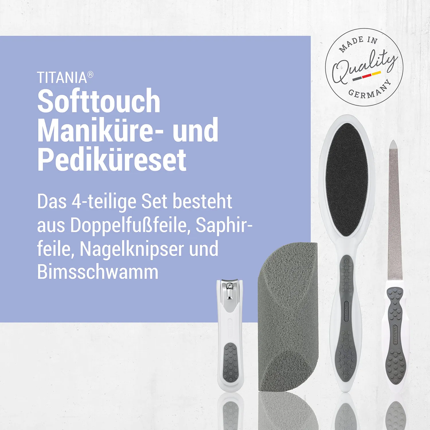 Titania Softtouch Maniküre Pediküre Set 4-teilig grau