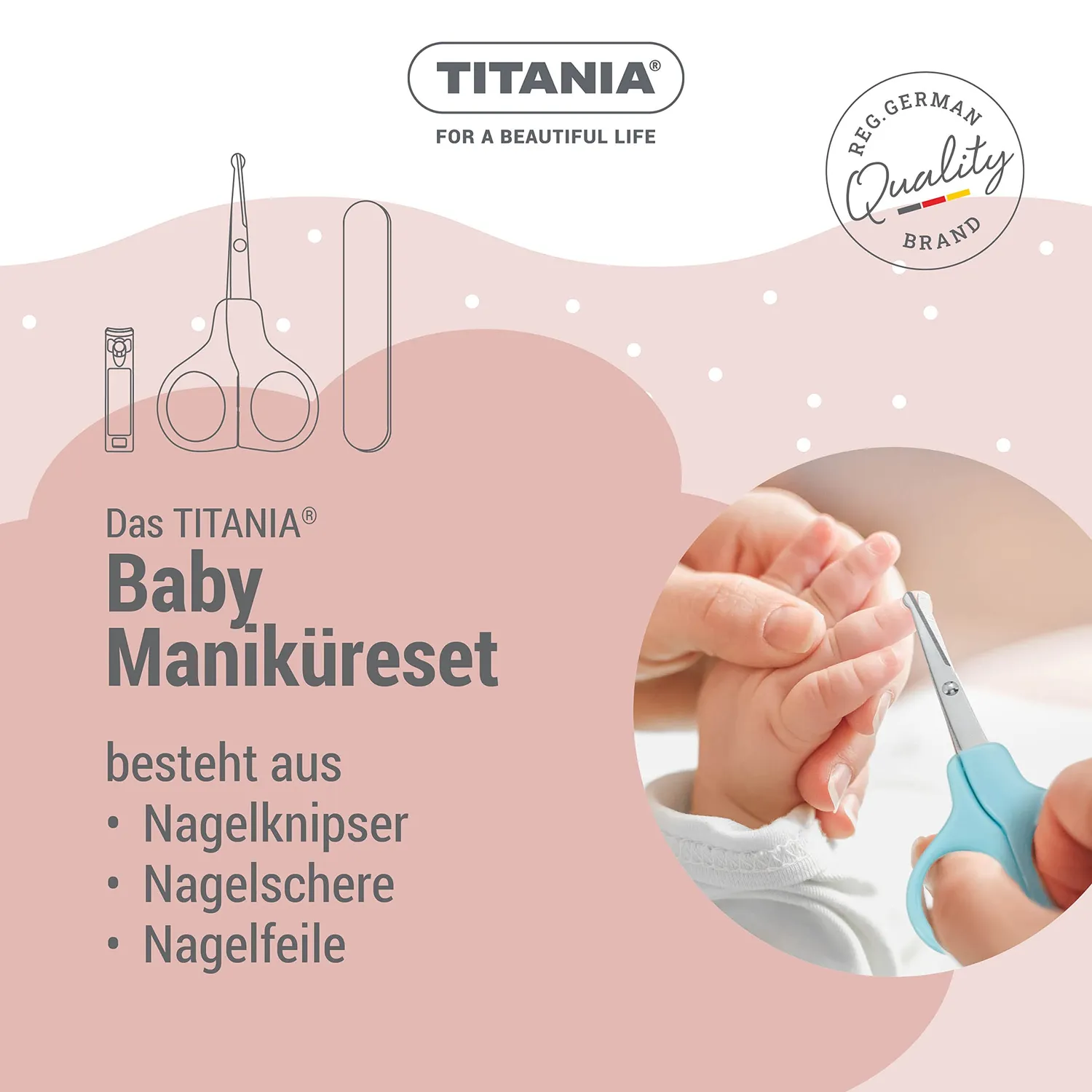 Titania Baby Maniküreset 3-teilig Pink Babynägel