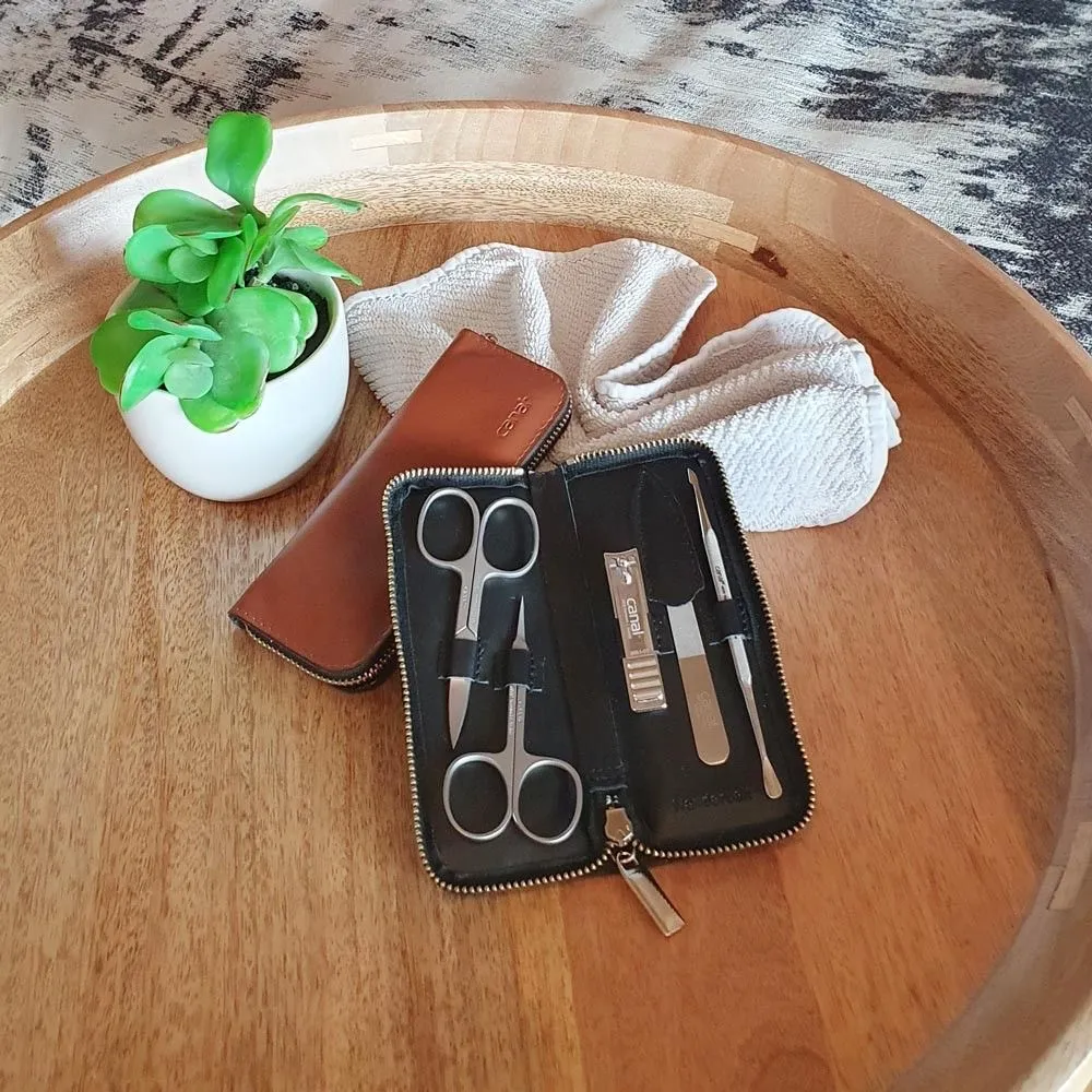 Canal 5025 Maniküre-Set Leder 5-teilig Cognac rostfrei