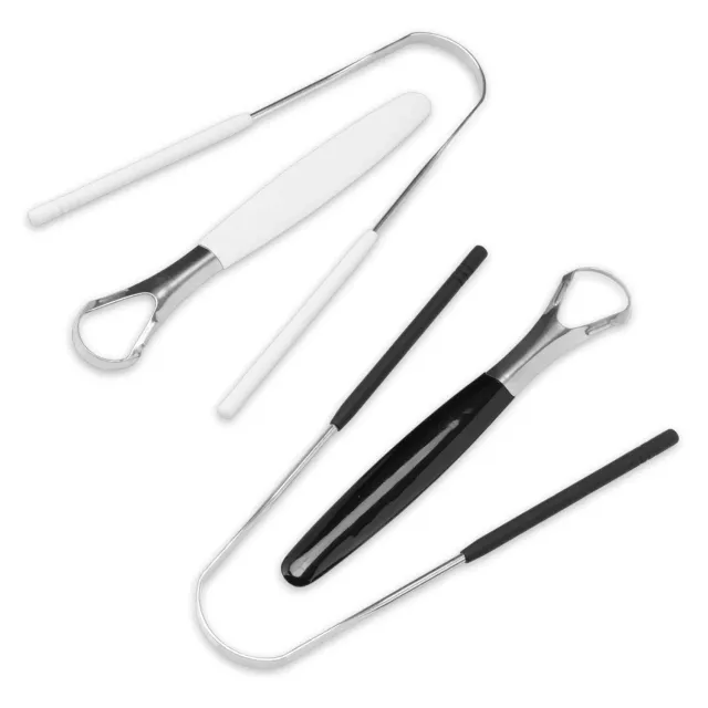K-Pro Zungenschaber 2er Set Edelstahl Schwarz und Weiß