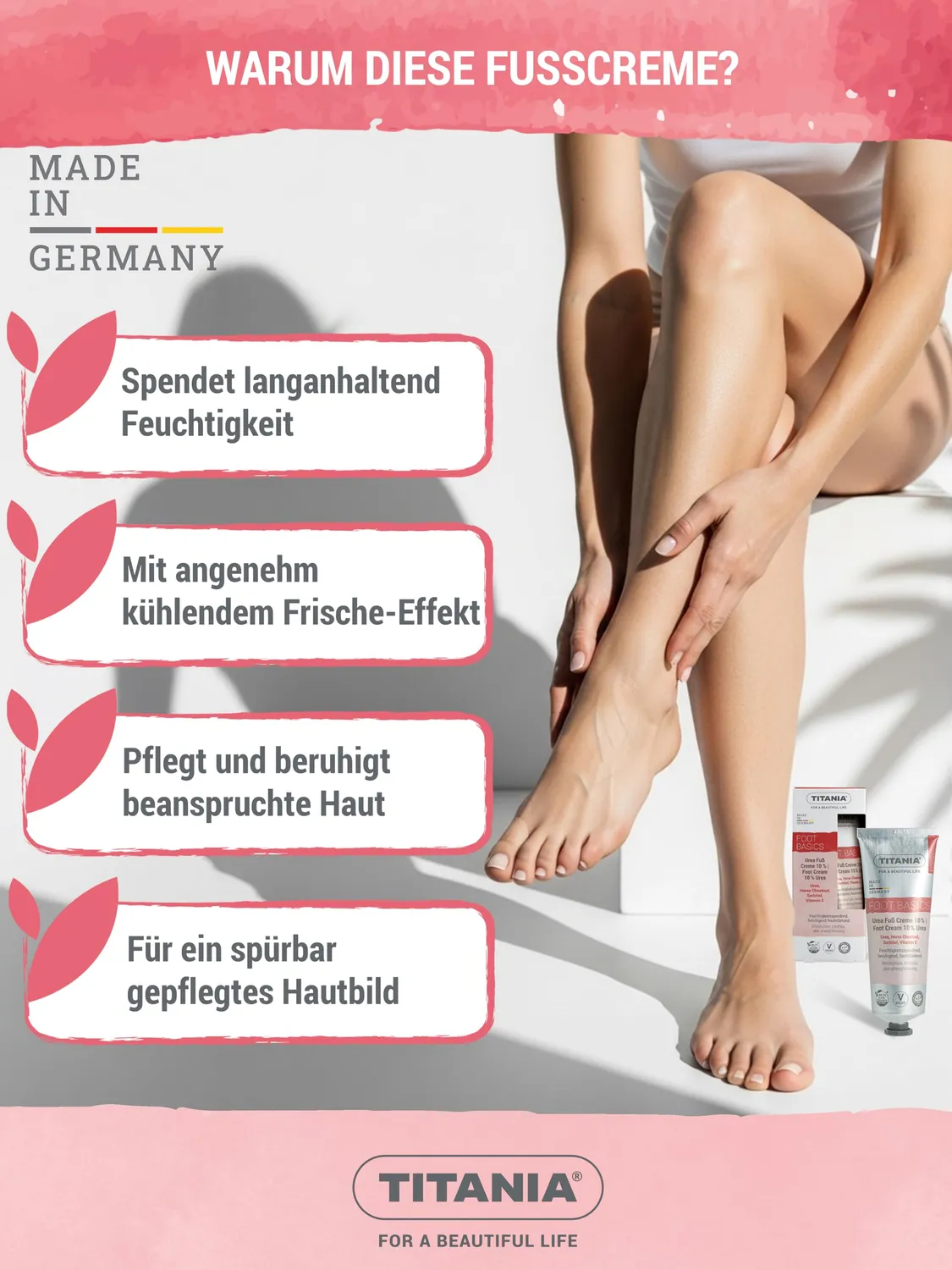 Titania Fußcreme Urea 10% 75 ml für sehr trockene Füße
