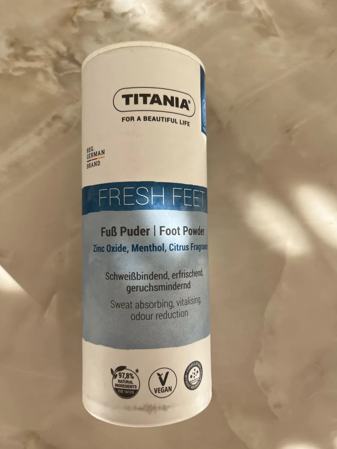 Titania Fußpuder Zinkoxid Menthol Zitrusduft 100 g