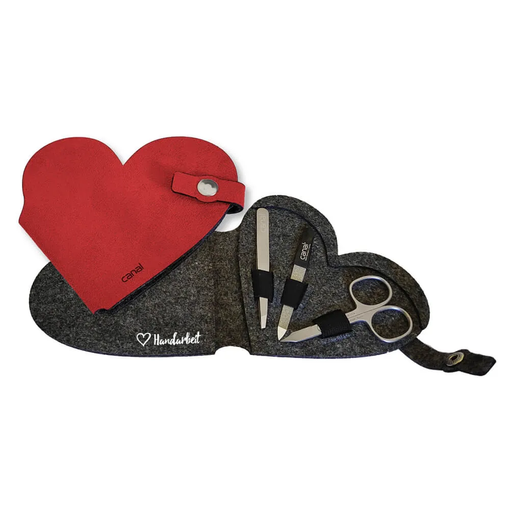 Canal Instrumente Maniküre-Set Filz 3-tlg Rosa 14 cm