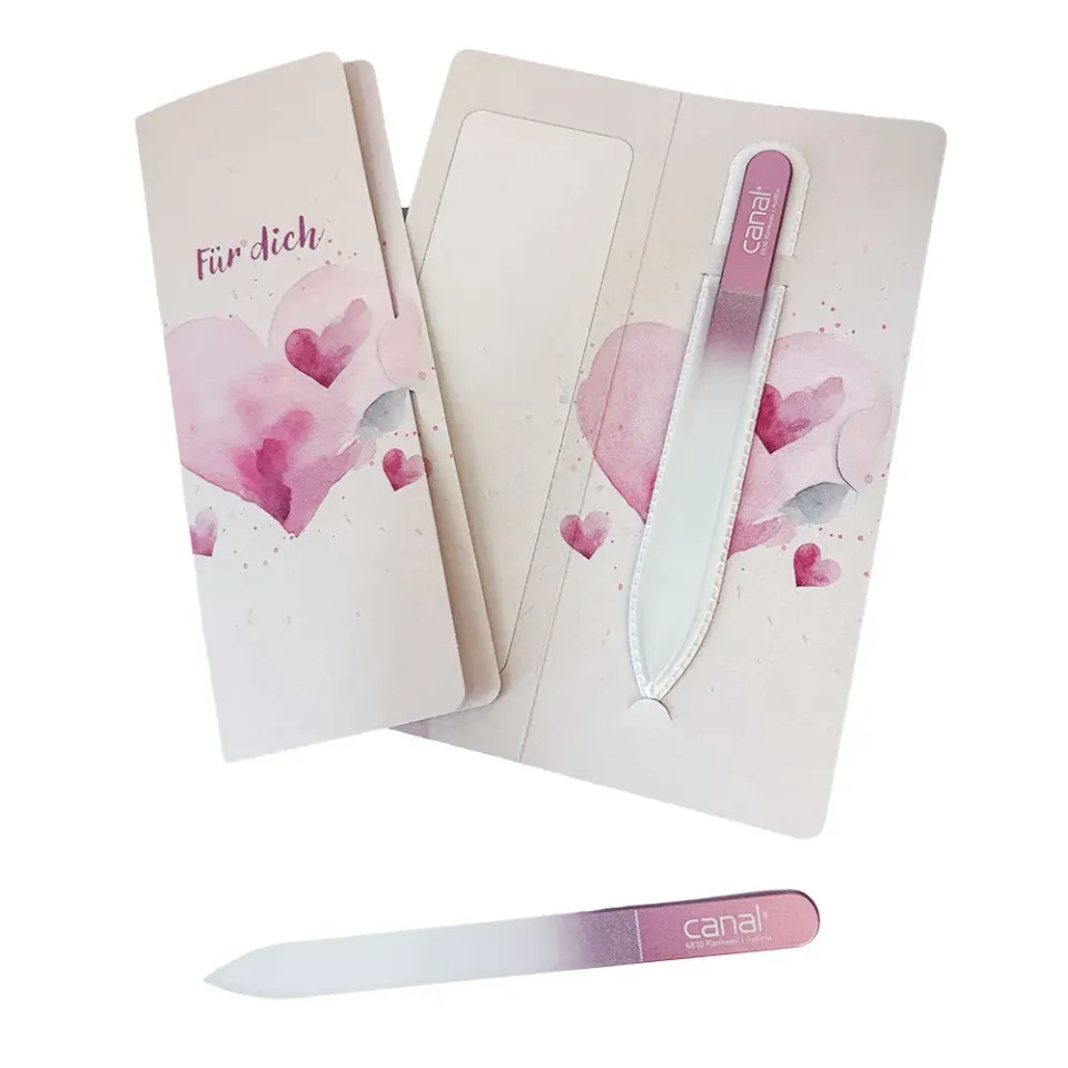 Canal Instrumente Glasnagelfeile Geschenkset Rosa 14 cm