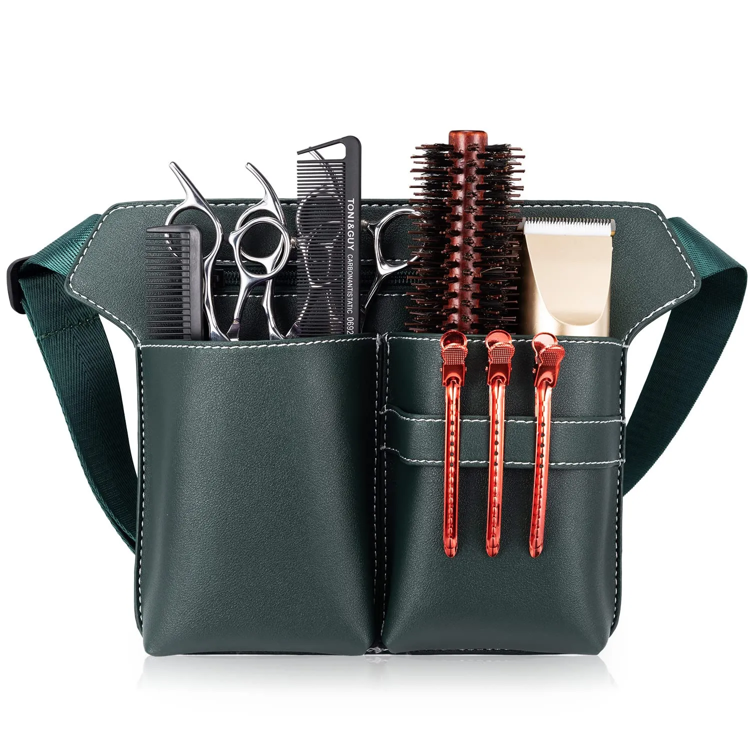 Noverlife Scherentasche dunkelgrün PU-Leder Gürtel 6 Taschen