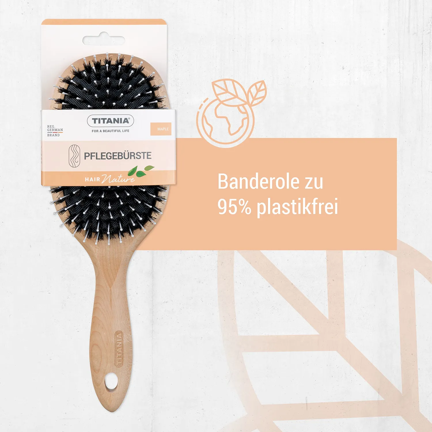Titania Hair Nature Paddle Haarbürste Ahorn 25 cm Naturborsten