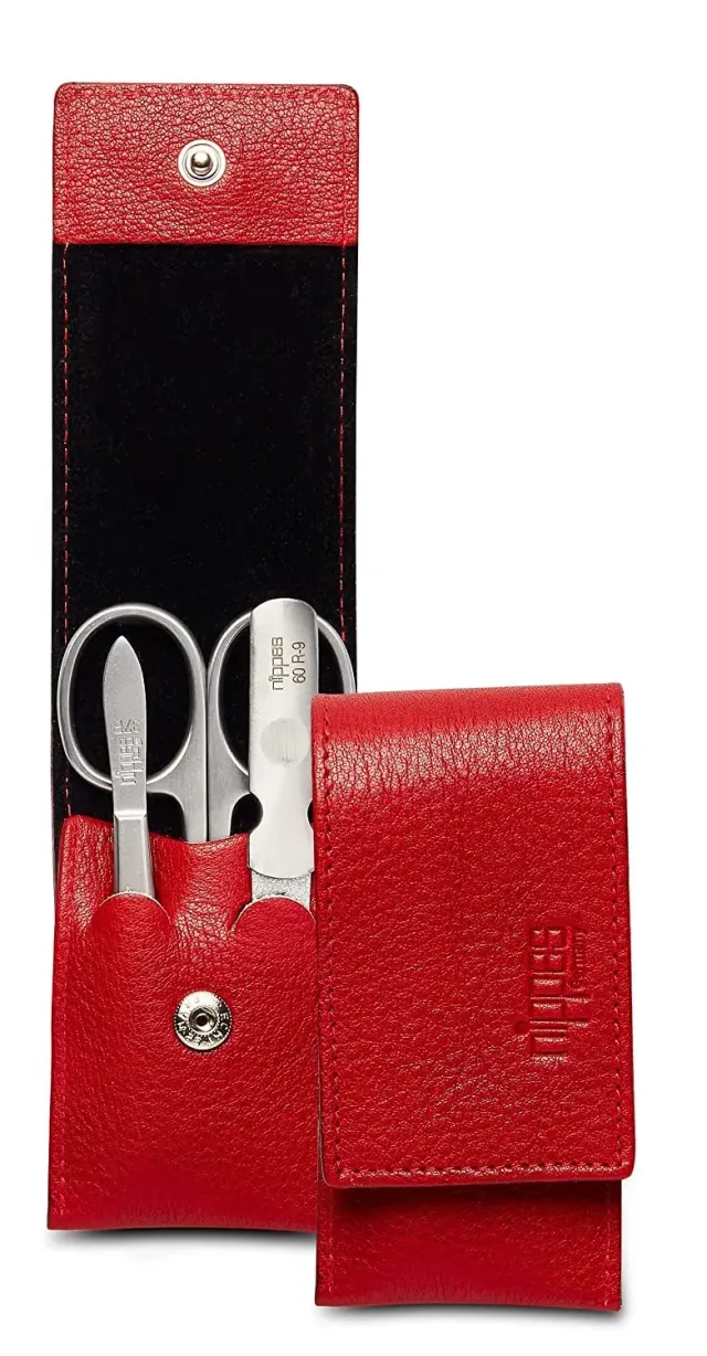 Nippes Premium Wild Red Maniküre Set 3-teilig Rindleder rot