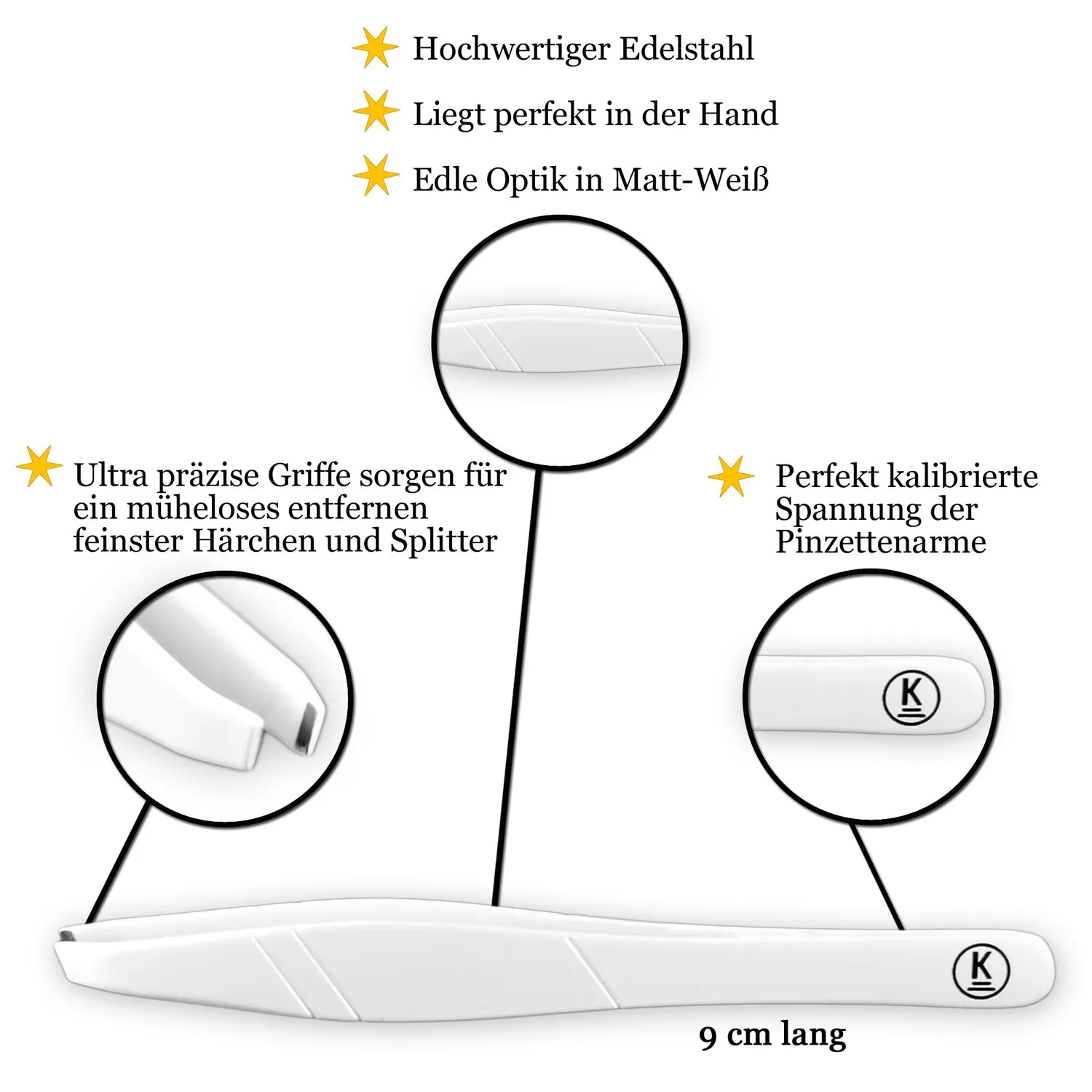 K-Pro Pinzette Schräg Edelstahl Weiß präzise