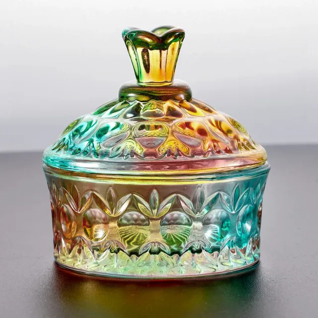Noverlife Crystal Dappen Dish Glas Regenbogen mit Deckel