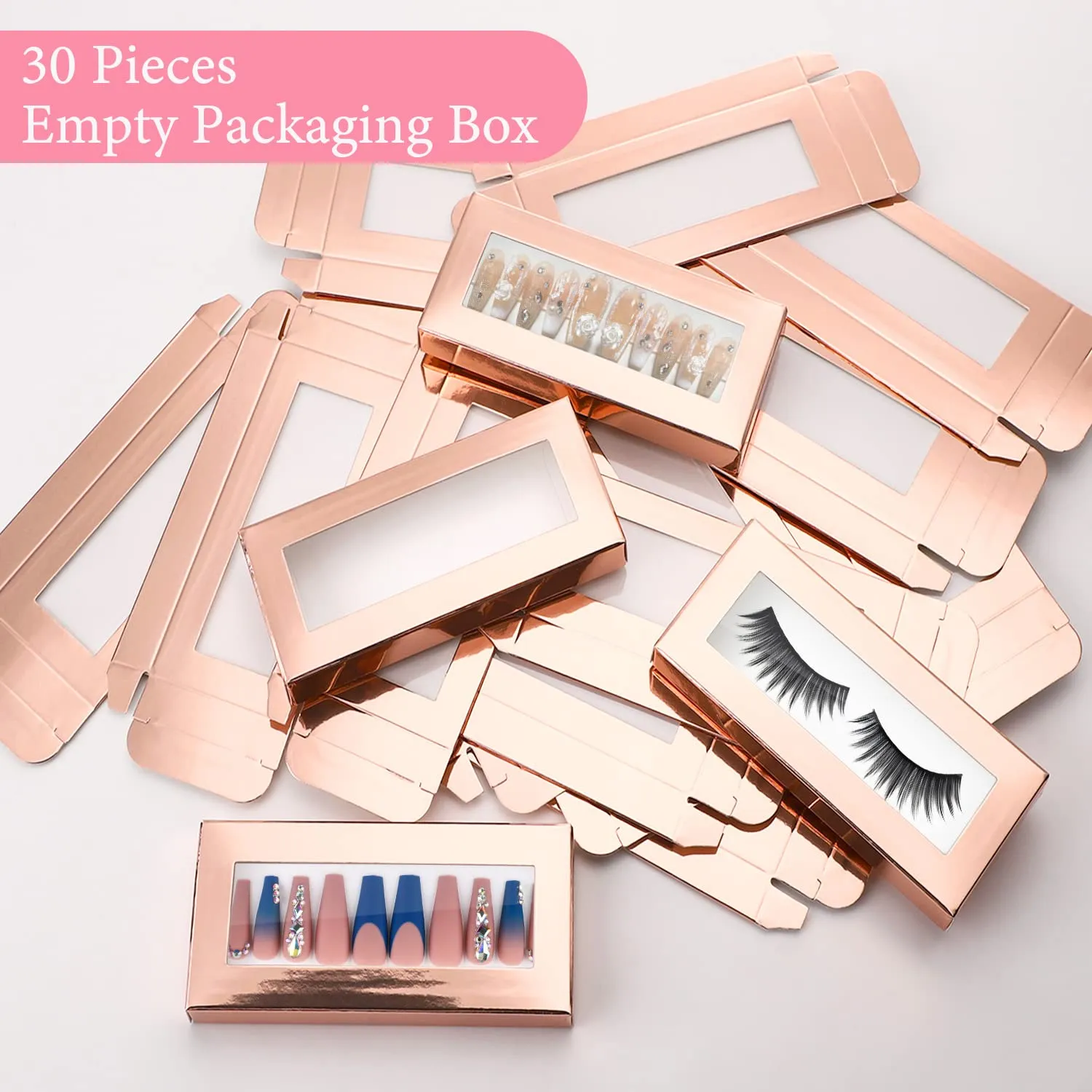Noverlife Nagelbox Roségold Fenster 30er Set Karten