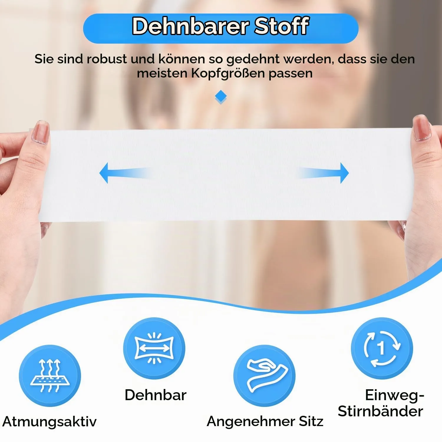 Noverlife Einweg-Stirnbänder Vlies 200 Stück weiß