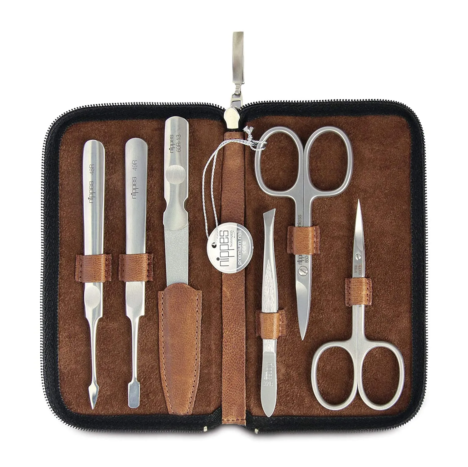 Nippes Solingen Premium Line Whiskey Maniküre Set 6-teilig Rindsleder