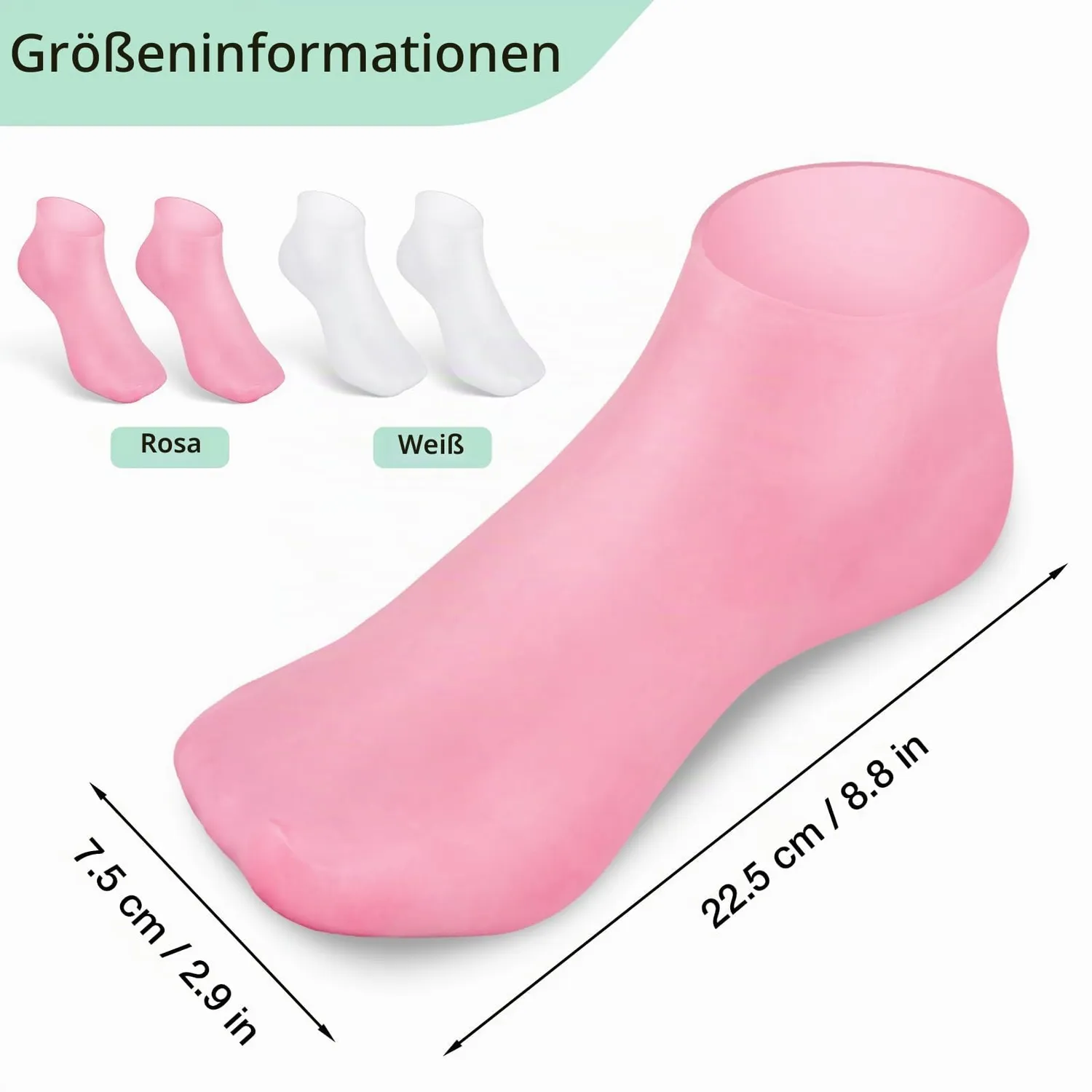 Noverlife Feuchtigkeitssocken Silikon 2 Paar weiß