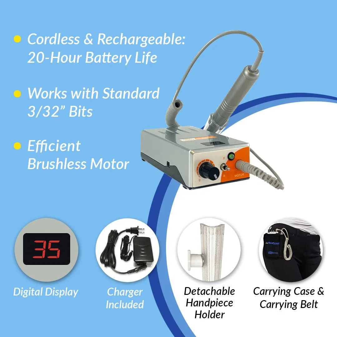 Medicool Pro Power 35K Portable Nagelfräser Silber bürstenlos