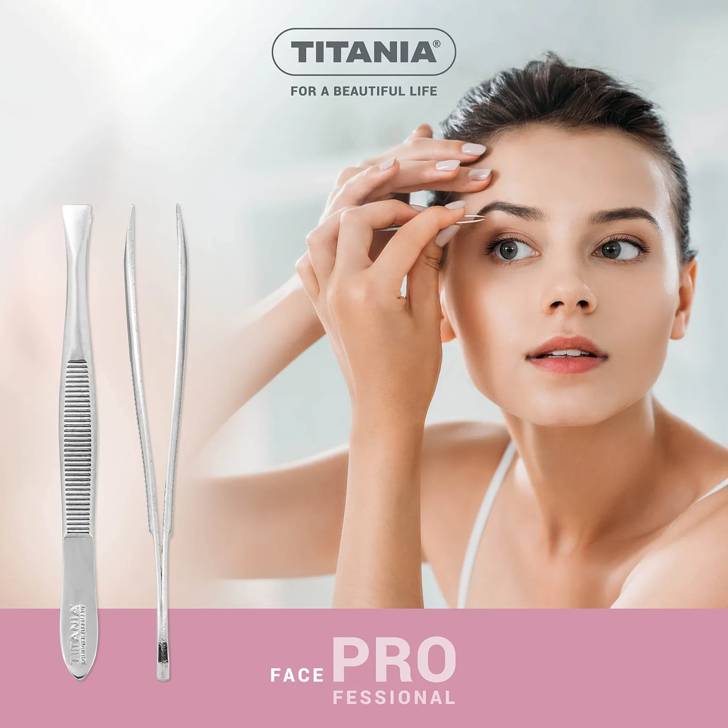 Titania Face Pinzette 8 cm gerade Spitze silberfarben