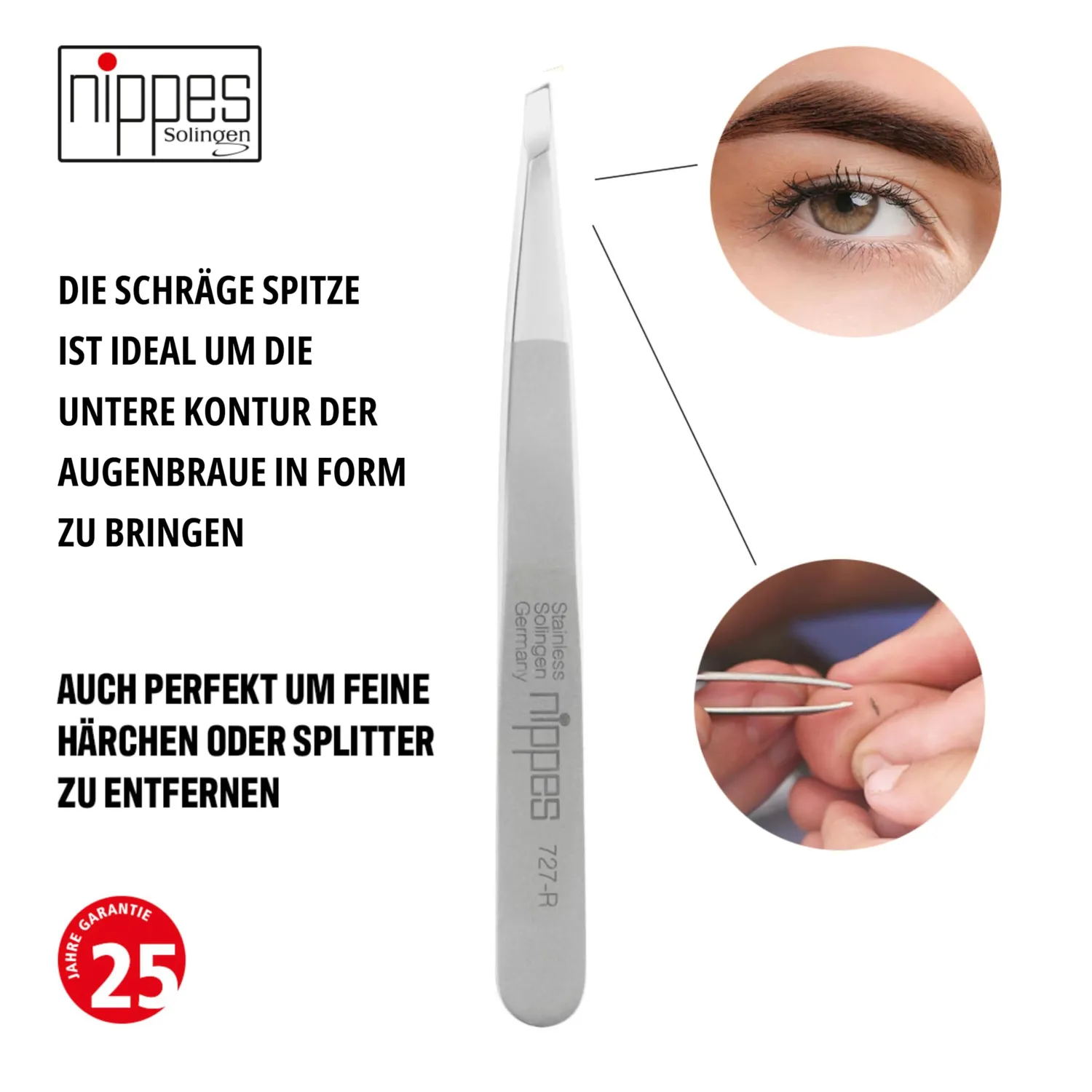 Nippes Solingen Classic Pinzette schräg 9,5 cm Edelstahl