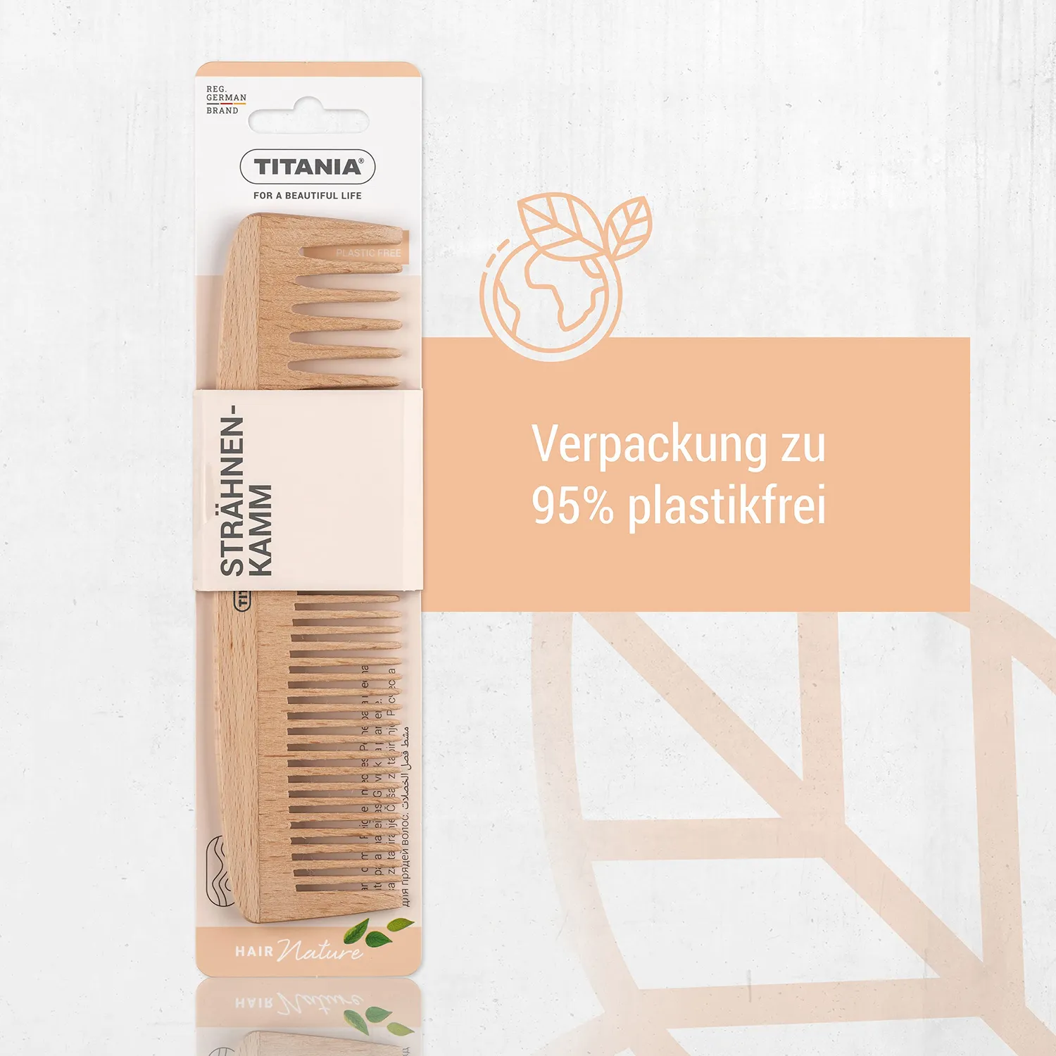 Titania Strähnen-Kamm Holz 18 cm für Locken