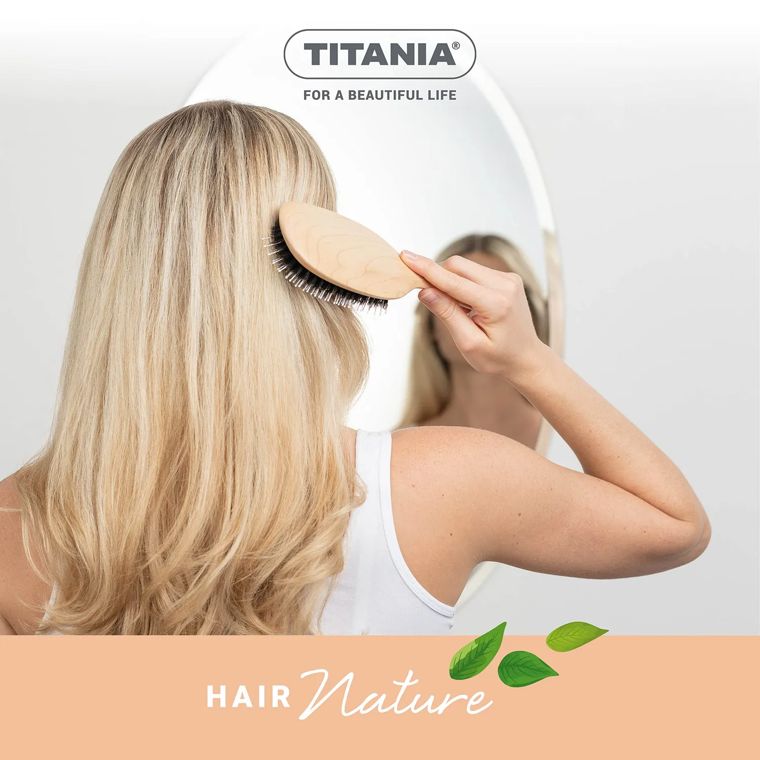 Titania Hair Nature Paddle Haarbürste Ahorn 25 cm Naturborsten