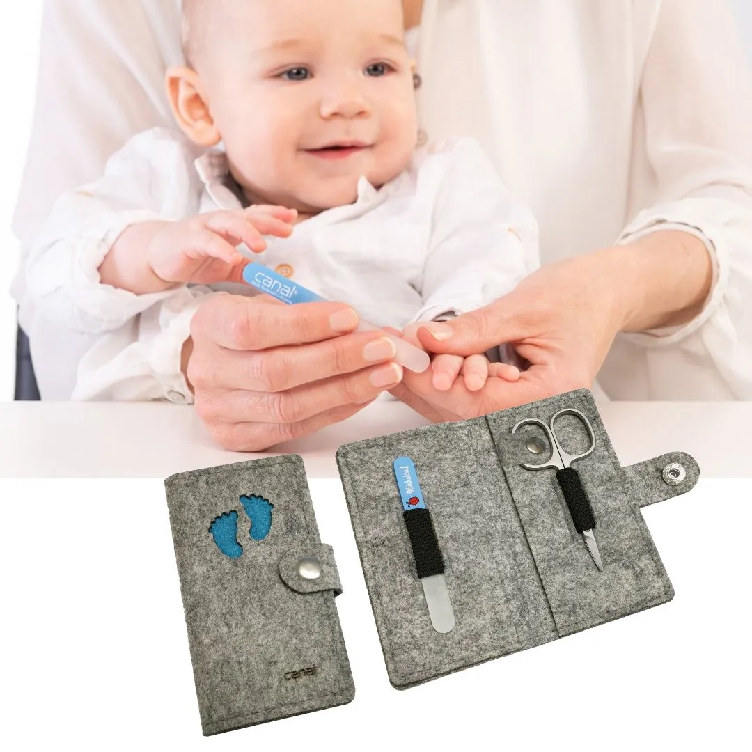 Canal Baby-Maniküre-Set Filz 2-teilig Hellblau Glasfeile