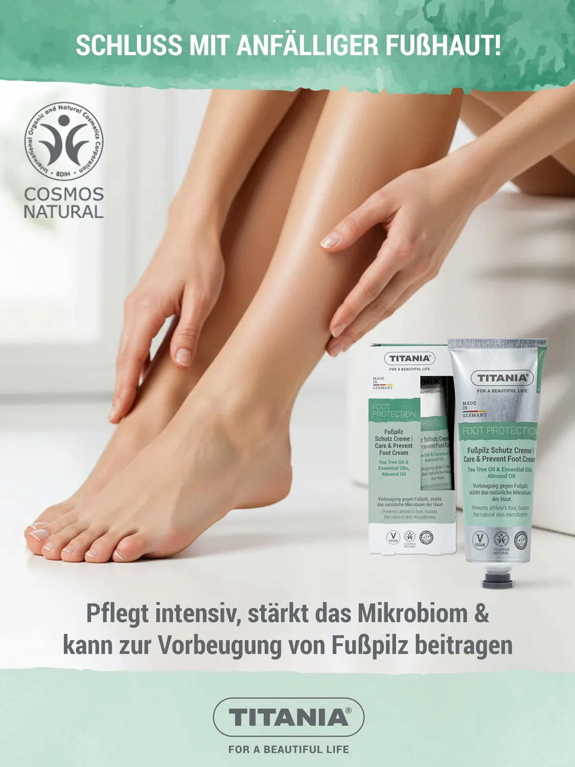 Titania Fußpilz Schutz Creme Fußcreme 75ml Teebaumöl