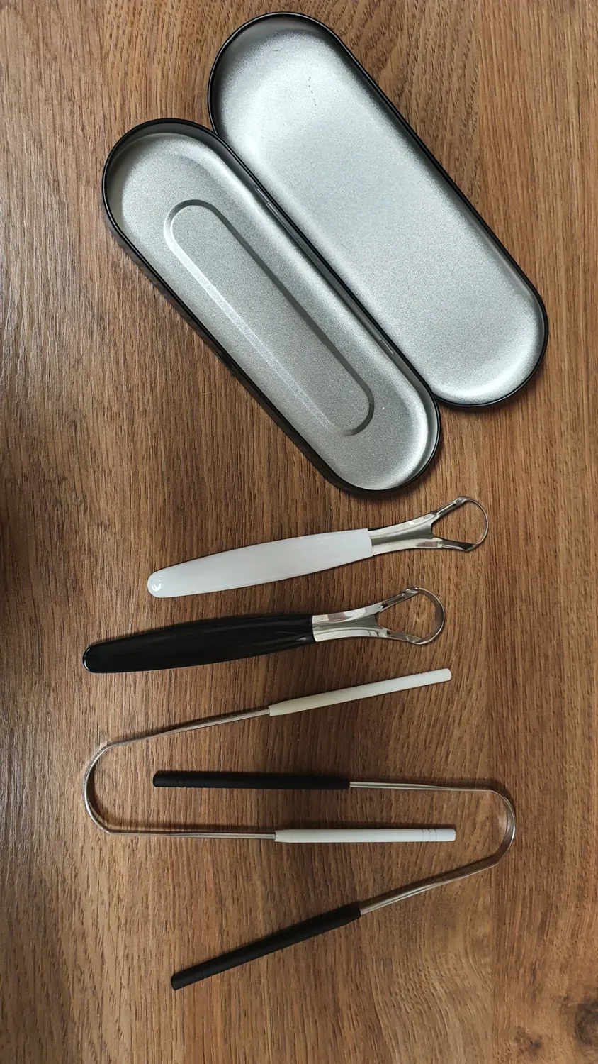 K-Pro Zungenschaber 2er Set Edelstahl Schwarz und Weiß