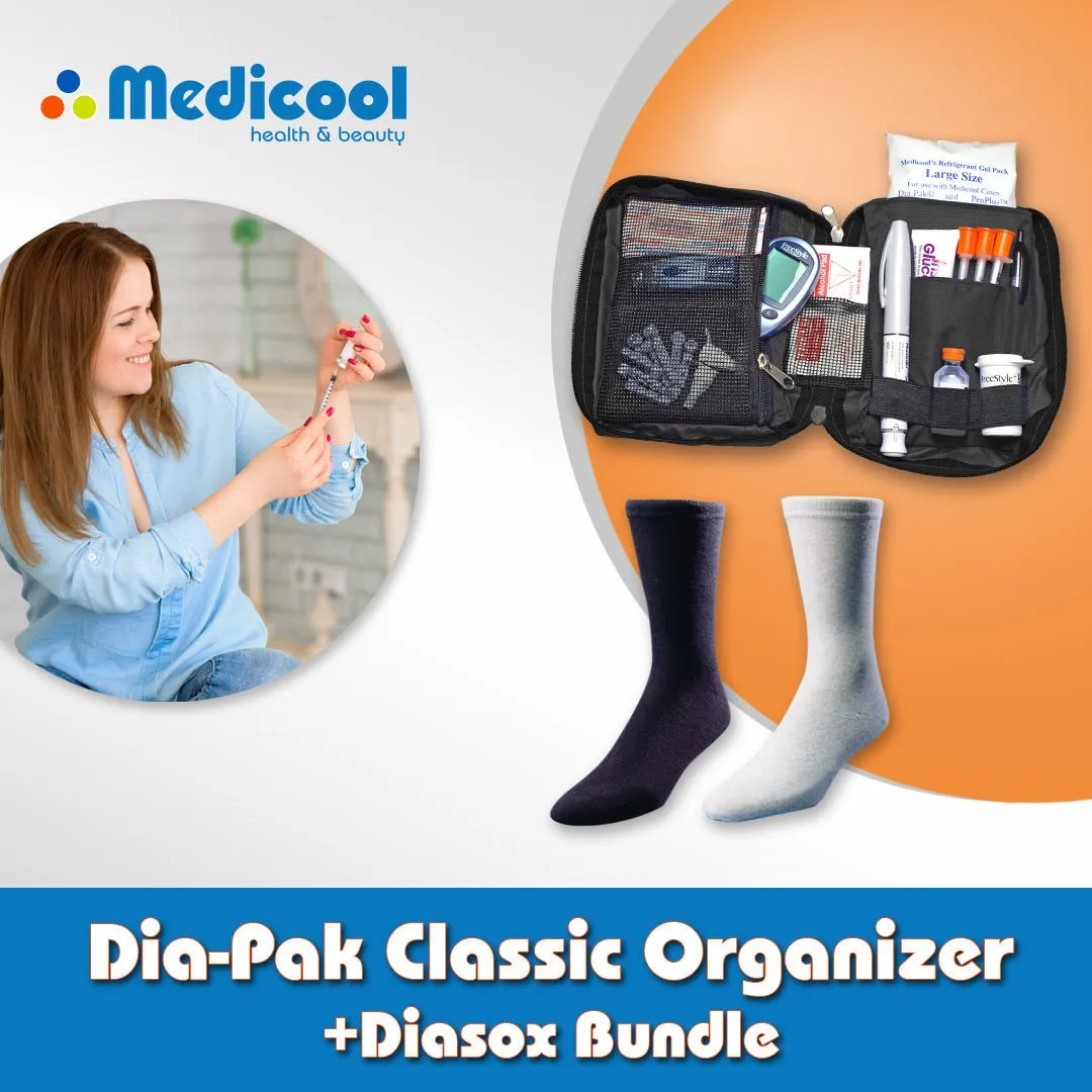 Medicool Dia-Pak Classic Kühltasche Schwarz mit Socken kühlend