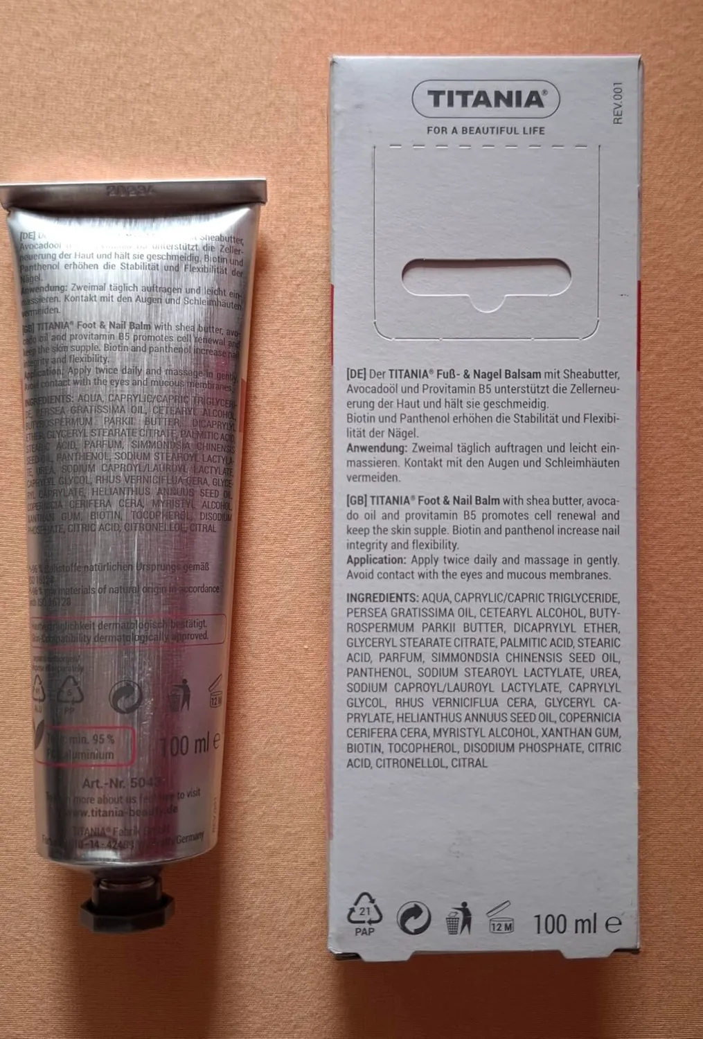 Titania Fuß- & Nagel Balsam 100 ml Sheabutter Biotin vegan