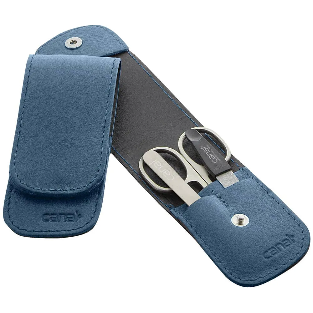 Canal Reise-Etui Maniküre-Set 3-teilig Rindsleder Druckknopf