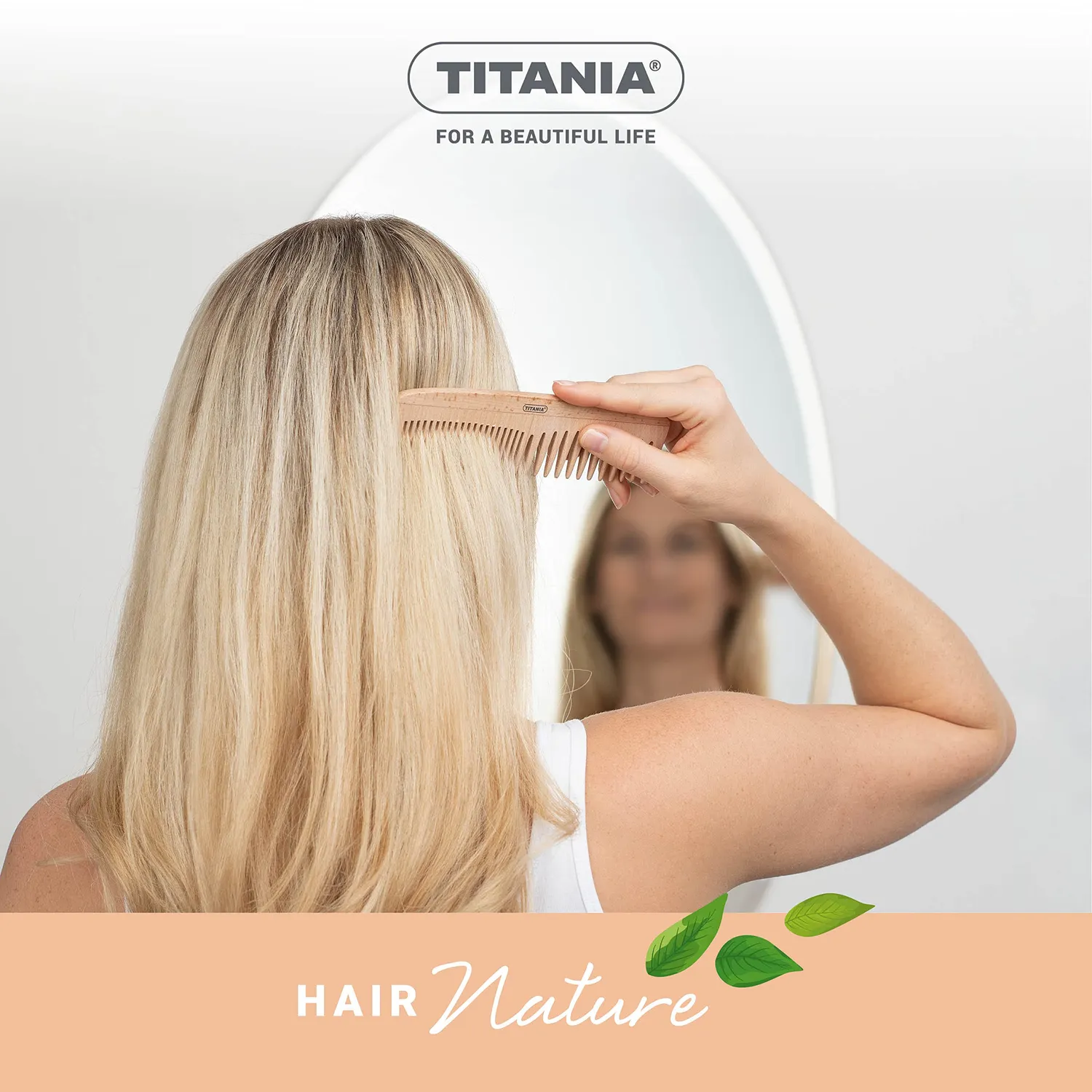 Titania Strähnen-Kamm Holz 18 cm für Locken
