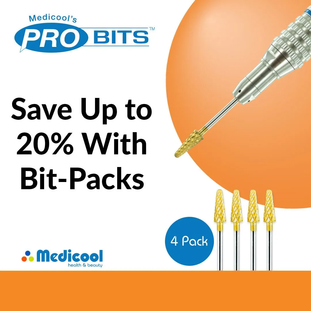 Medicool Pro Bits CC3 Gold Hartmetall Nagelfräser Single Kegel